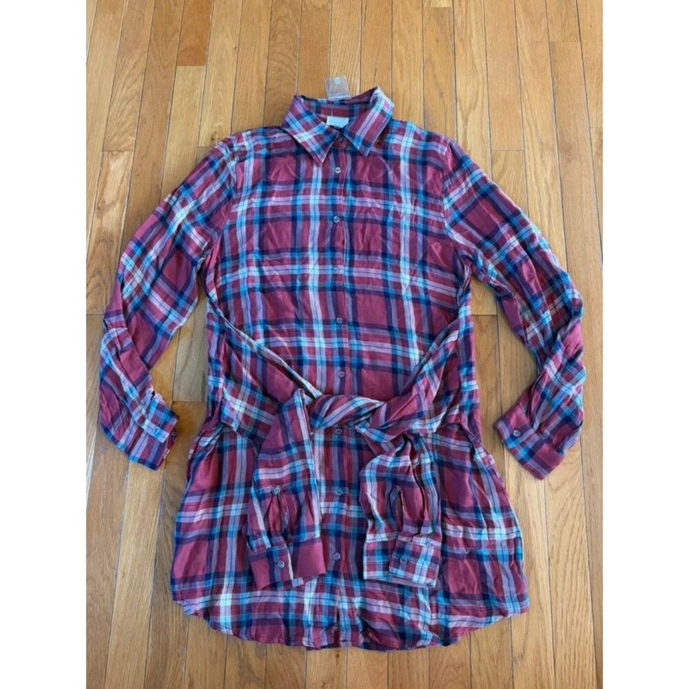 New Dee Elly Casual Button Down Shirt with Waist Ties Sz Small